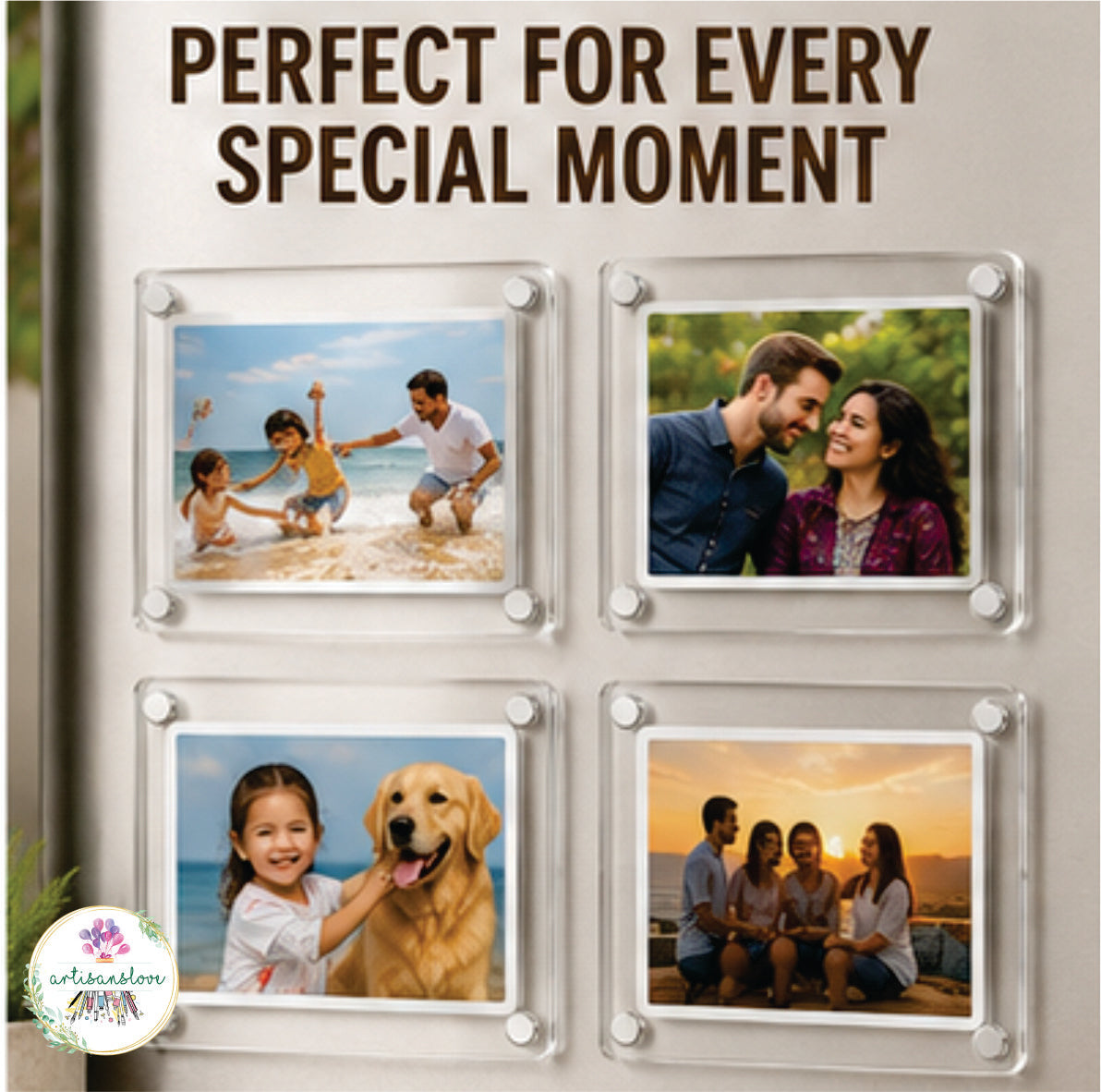 3x4 inches 2in1 Acrylic Magnet Photo Frame (with stand)