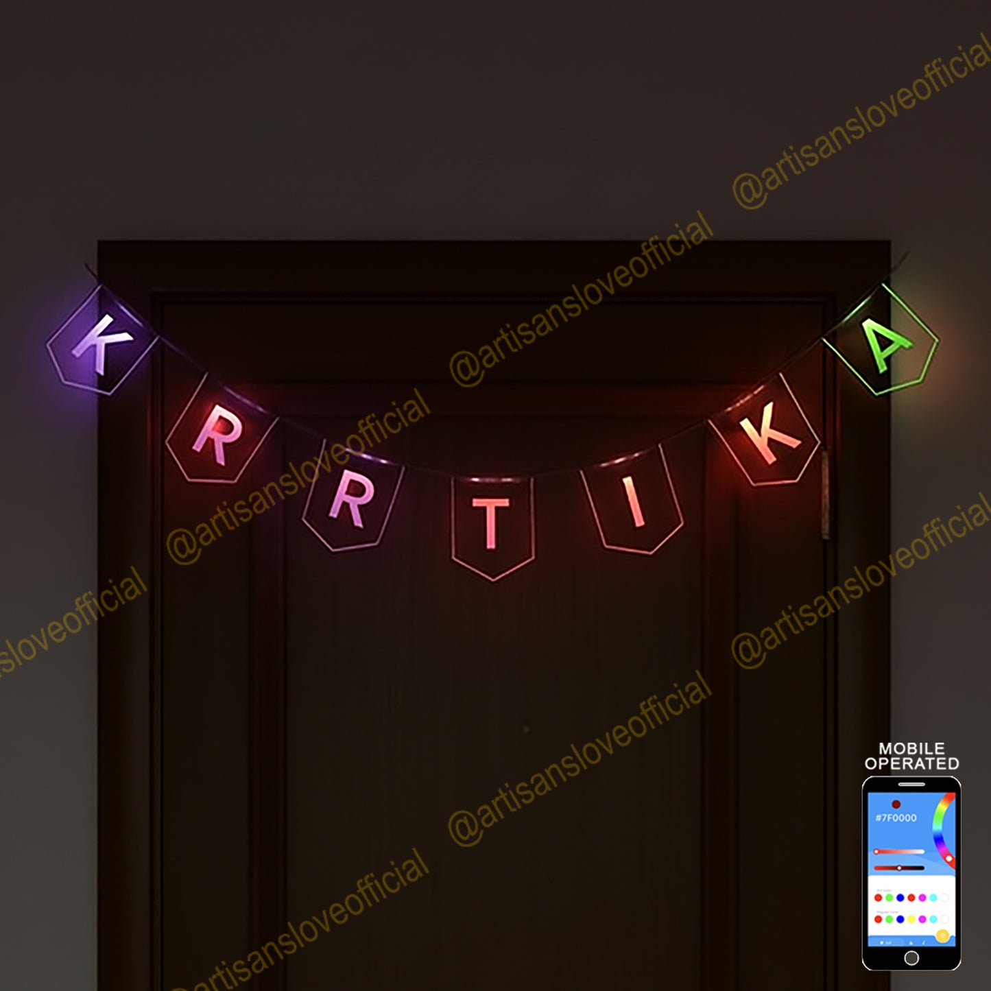 Mobile Operated Name Banner - Colour Changing