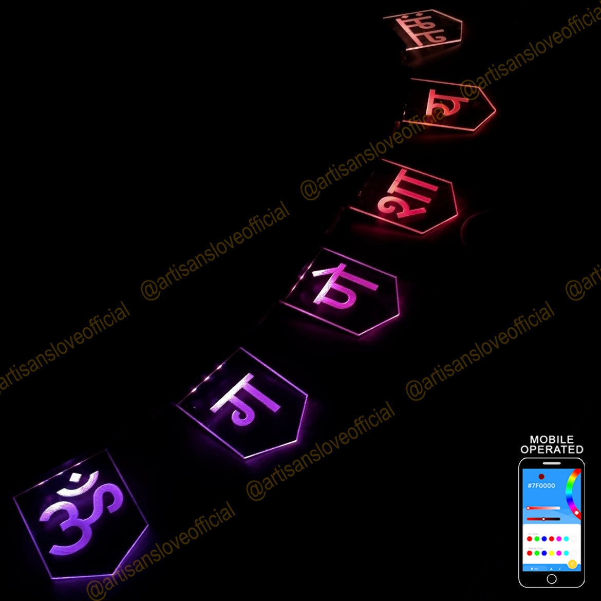 Mobile Operated Om Ganeshay Namah Banner - Colour Changing