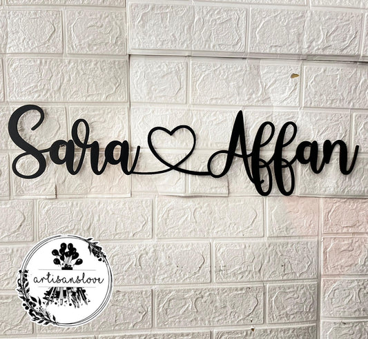 Couple wooden name plate