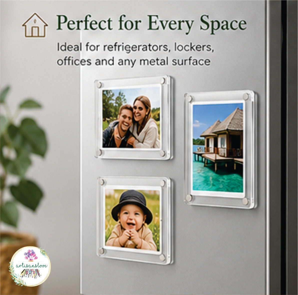 3x4 inches 2in1 Acrylic Magnet Photo Frame (with stand)