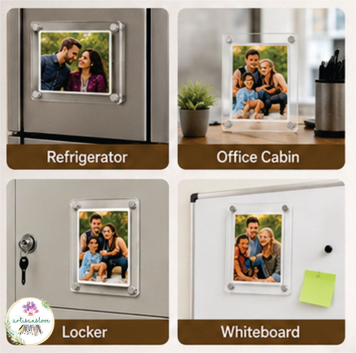3x4 inches 2in1 Acrylic Magnet Photo Frame (with stand)