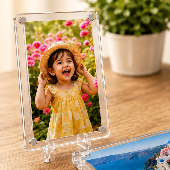 3x4 inches 2in1 Acrylic Magnet Photo Frame (with stand)