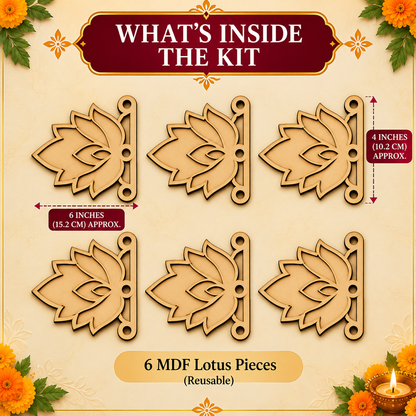 Rangoli Stencil 3 | Set of 6 lotus | Reusable