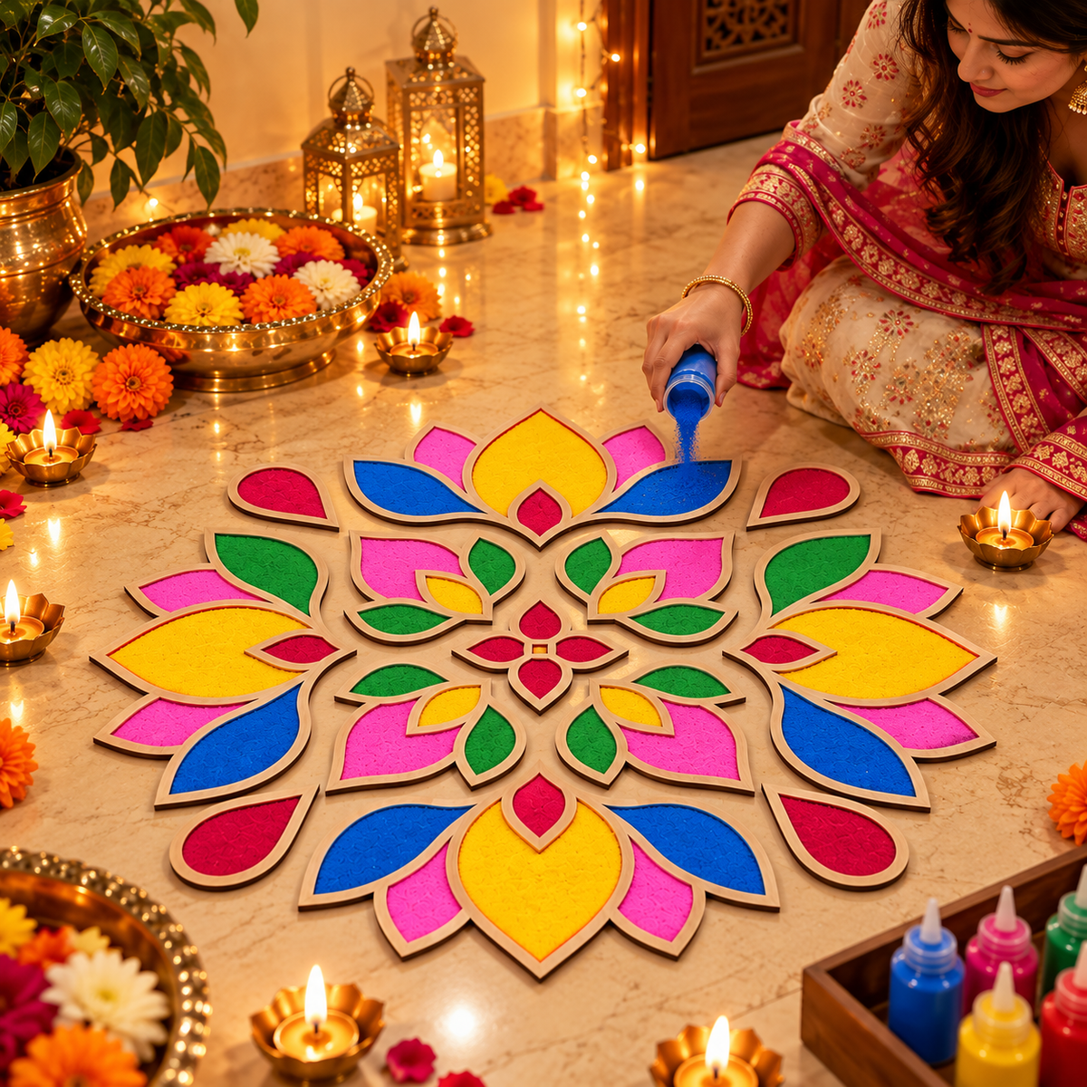 Rangoli Stencil 1 | 18 x18 inch | Reusable