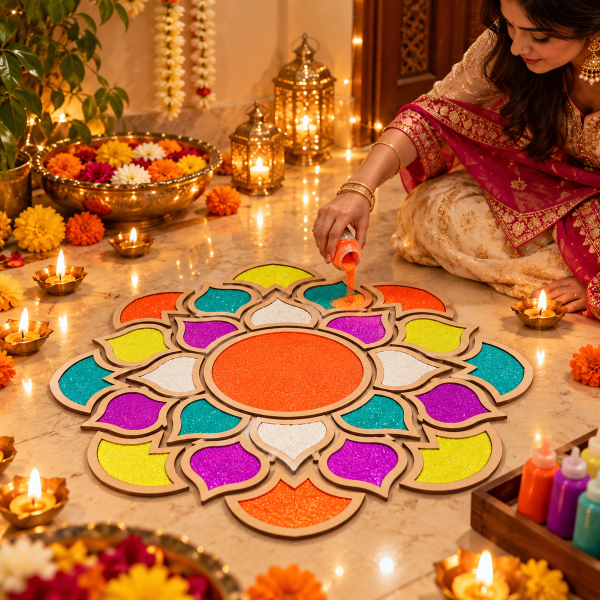 Rangoli Stencil 2 | 18 x18 inch | Reusable