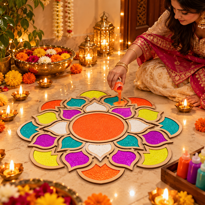 Rangoli Stencil 2 | 18 x18 inch | Reusable