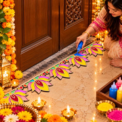 Rangoli Stencil 3 | Set of 6 lotus | Reusable