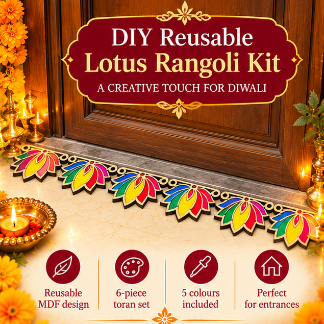 Rangoli Stencil 3 | Set of 6 lotus | Reusable