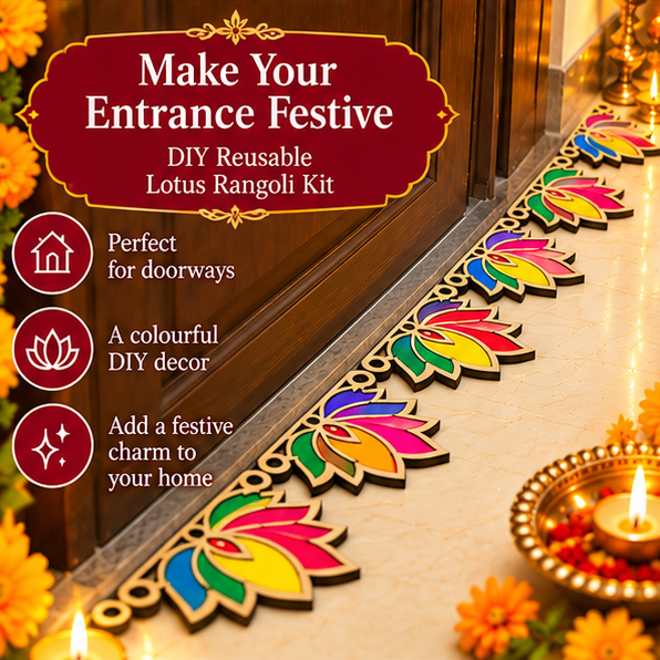 Rangoli Stencil 3 | Set of 6 lotus | Reusable