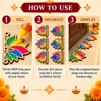 Rangoli Stencil 3 | Set of 6 lotus | Reusable